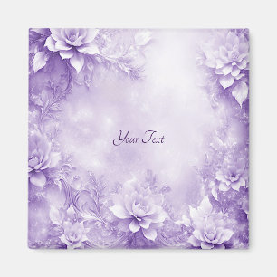 Lila Vita Blommor Magnet