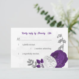 lila vita blommor silver botaniska bröllop OSA kort