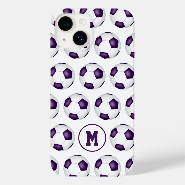lila vita fotbollar mönster monogrammerade (Baksida)