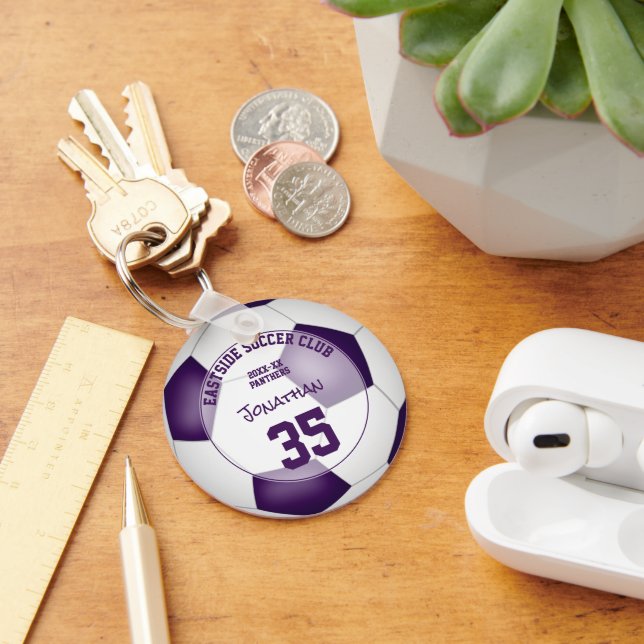 lila, vita fotbollslag färg-barnsportgåvor nyckelring (Skrivbord)