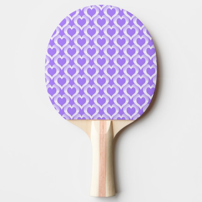 Lila Vita Hjärtan Mönster Pingisracket (Framsidan)