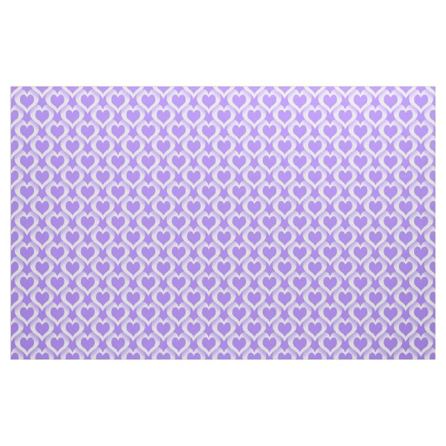 Lila Vita Hjärtan Mönster Tyg (Fat Quarter)