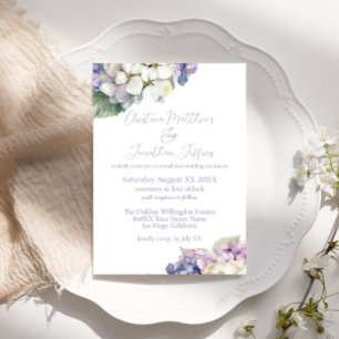 Lila & vita Hydrangeas Inbjudningar
