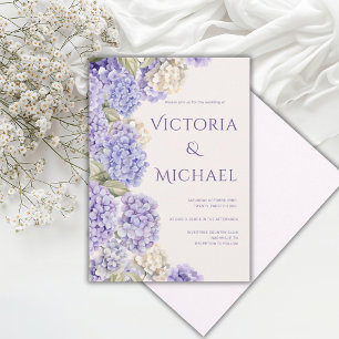 Lila Vita Hydrangeor Elegant Modern Bröllop Inbjudningar