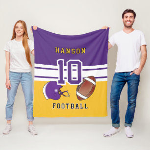 🏈 Lila, Vita och Guld Brev Fleecefilt