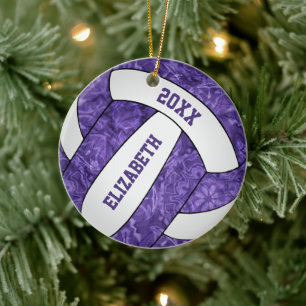 lila, vita personlig-flickor, volleyball julgransprydnad keramik