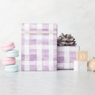 Lila vita ränder Baby Shower Presentpapper