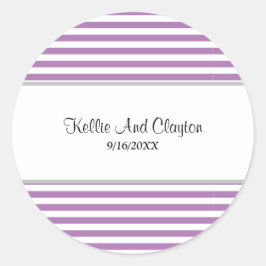 Lila/vita randiga klassiska runda vigseldekaler runt klistermärke