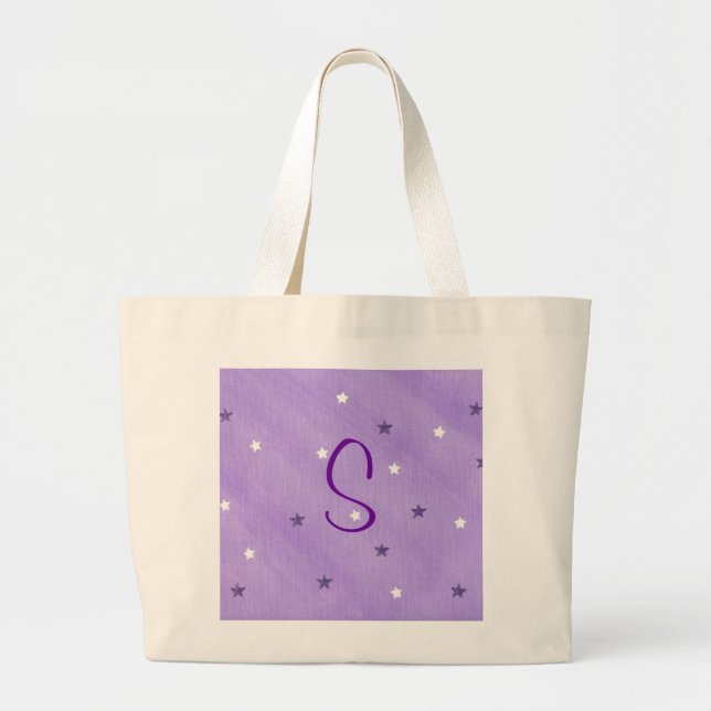 Lila & vita stjärnor, Monogram tote bags-mall Jumbo Tygkasse (Framsidan)