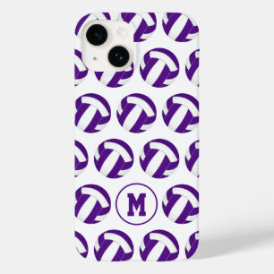 lila vita volleybollar mönster med hennes monogram