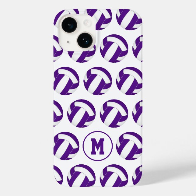 lila vita volleybollar mönster med hennes monogram (Baksida)
