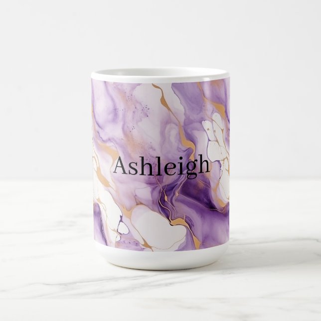 Lila Vitt Guld Abstrakt Kaffemugg (Center)