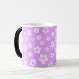 Lila, vitt och svart flödat kaffe och te mugg