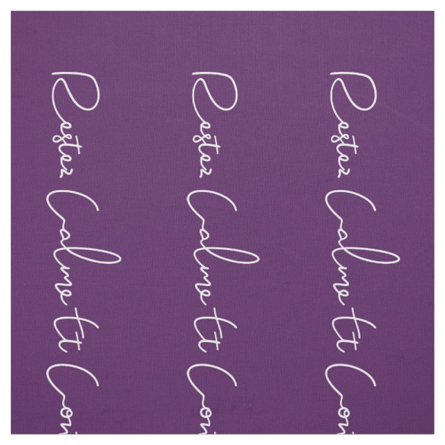 lila, vitt skript i Fransken Håll tyst och fortsät Tyg (Provkarta)