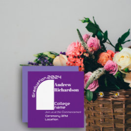 Lila, vitt typografiskt studenten-plattkort meddelande