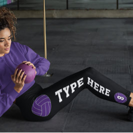 Lila Volleyball Anpassningsbar Team Namn & Player Leggings
