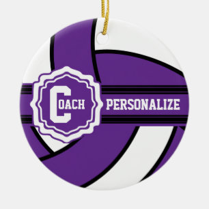 Lila Volleyball DIY Text Julgransprydnad Keramik
