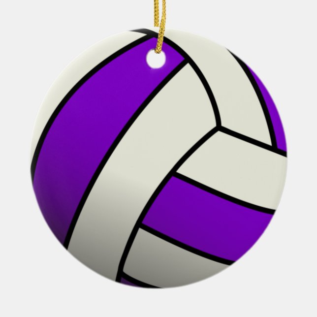 Lila Volleyball Julgransprydnad Keramik (Framsidan)