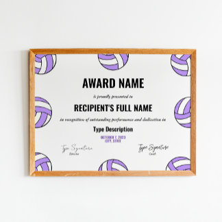 Lila Volleyball, pris för bästa spelarerkännande Poster