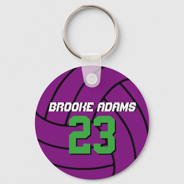 Lila Volleyball Sports Team Idrottsmans Keychain Nyckelring (Framsida)