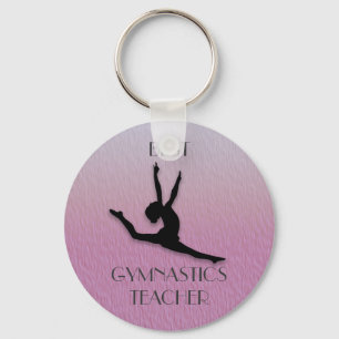 Lila w/Black Silhouette Gymnastics Teacher Gift Nyckelring