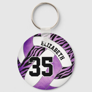 lila w zebra ränder accentflickor volleyball nyckelring