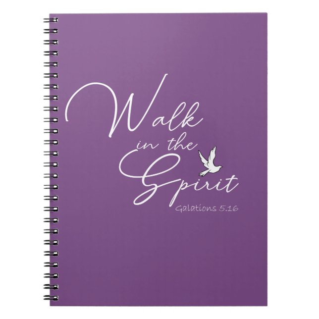 Lila Walk in the Spirit Bible Verse Anteckningsbok (Framsidan)