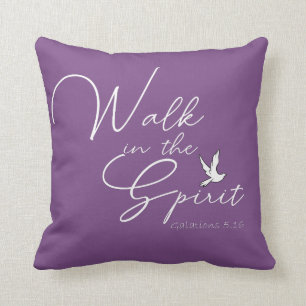 Lila Walk in the Spirit Bible Verse Kudde