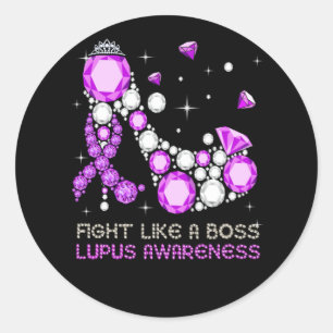 Lila Warrior Fight Lupus som A Chef Runt Klistermärke
