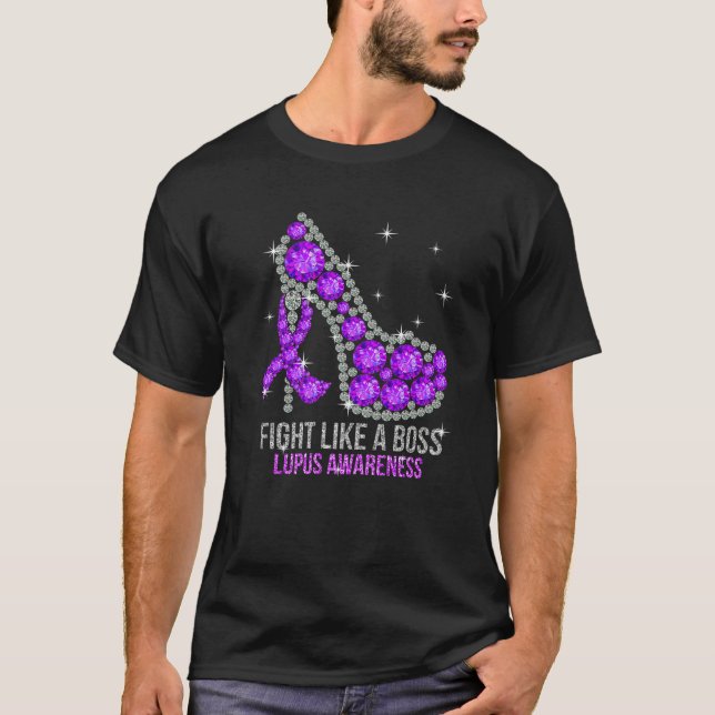 Lila Warrior Fight Lupus som A Chef T Shirt (Framsida)