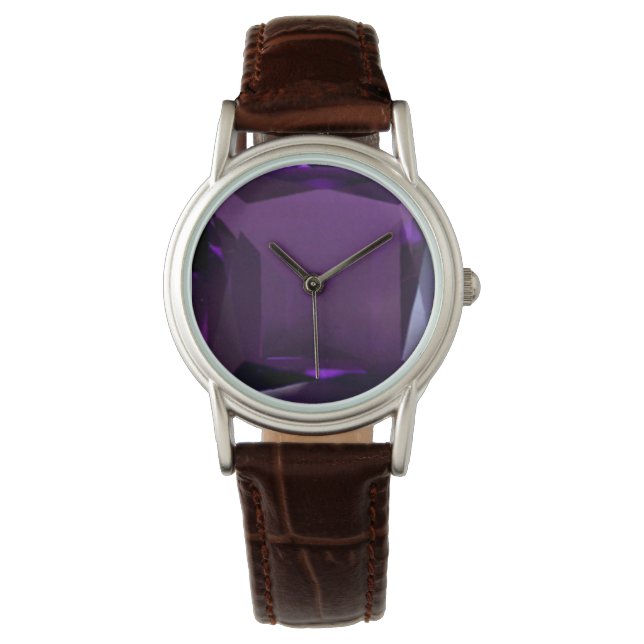 Lila watch, Amethyst Gemstone Armbandsur (Framsida)