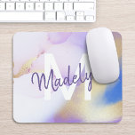 Lila Watercolor Abstrakt Girly Luxury Monogram Musmatta<br><div class="desc">Anpassa enkelt den här glamorösa stil-abstrakt-lilac-vattenfärgen och guld-sprejbakgrunden med anpassningsbarna.</div>
