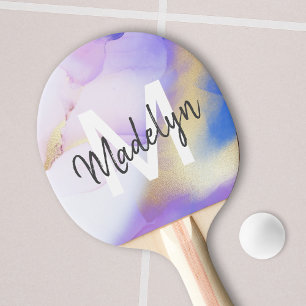Lila Watercolor Abstrakt Girly Luxury Monogram Pingisracket