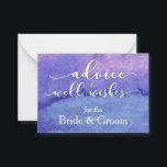 Lila Watercolor "Advice for the Bride & Groom" Rådkort<br><div class="desc">Här är en roligt till bröllop firande-säsongen: "Råd och bra önskemål" för brid- och groomkort. Med hjälp av "affärskort-teknik" trycks dessa små kort i paket med många så att du kan ljuga ut dem vid bröllop-temat party, duschar och din mottagning! Låt dina gäster få skriva en tidbit för er två...</div>