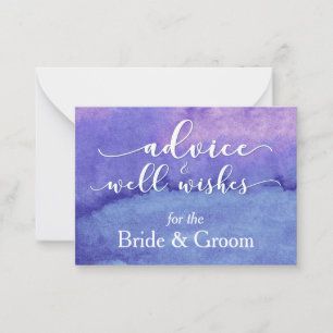 Lila Watercolor "Advice for the Bride & Groom" Rådkort