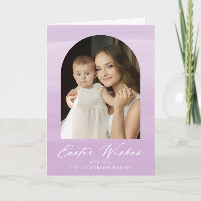 Lila Watercolor Arch 2 Photo Påsk Önskemål Helgkort (Framsida)