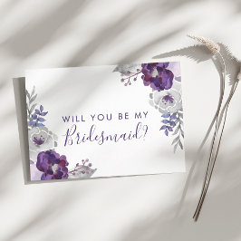 Lila Watercolor blir min bridesmaid Inbjudningar