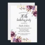 Lila Watercolor Blommigt 30års födelsedag Party Inbjudningar<br><div class="desc">Mer söt Blommigt Birthday Bjud i Little Bayleigh Store!</div>