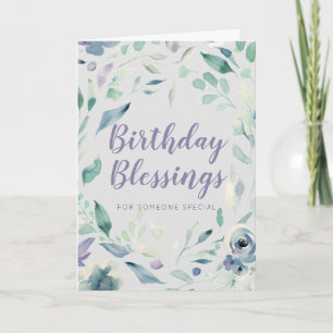 Lila Watercolor Blommigt Card för dagtid Kort