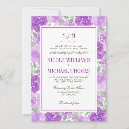 Lila Watercolor Blommigt Garden bröllopsinbjudan Inbjudningar
