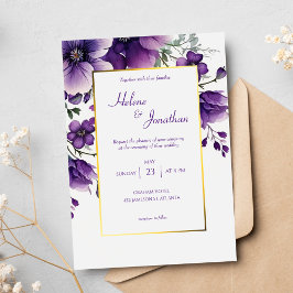 Lila Watercolor Blommigt Garden Elegant bröllop Inbjudningar