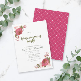 Lila Watercolor Blommigt Houseuppvärmning Party Inbjudningar