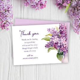 Lila Watercolor Blommigt Lilac Elegant Baby Shower Tack Kort