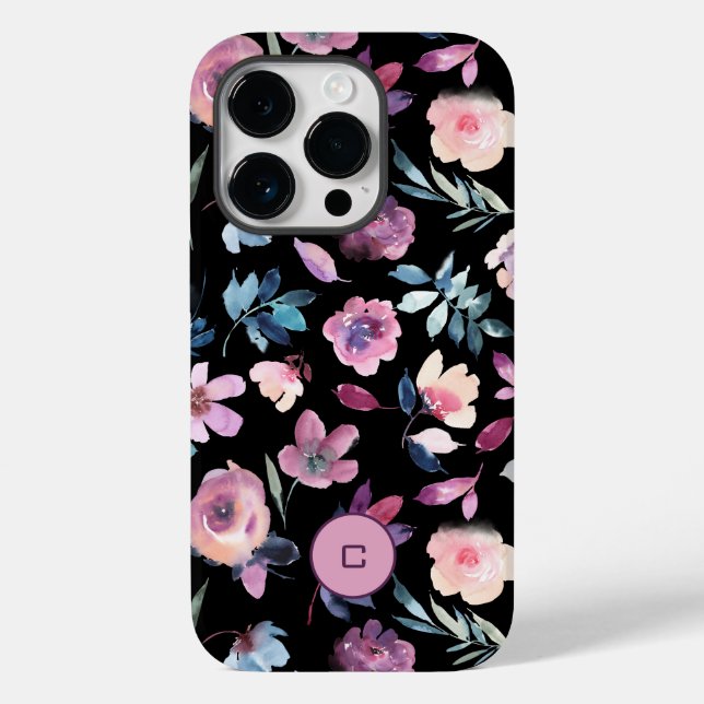 Lila Watercolor Blommigt med monogram (Baksida)