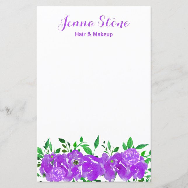 Lila Watercolor Blommigt Peony Flower (Framsida)