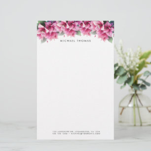 Lila Watercolor Bougainvillea Personlig Brevpapper