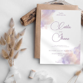 Lila Watercolor bröllopsinbjudan Inbjudningar