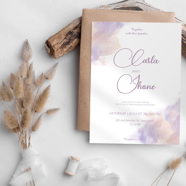 Lila Watercolor bröllopsinbjudan Inbjudningar (Skapare uppladdad)