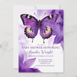 Lila Watercolor Butterfly Impressions Inbjudningar