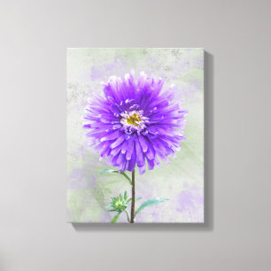 Lila Watercolor Dahlia Canvastryck